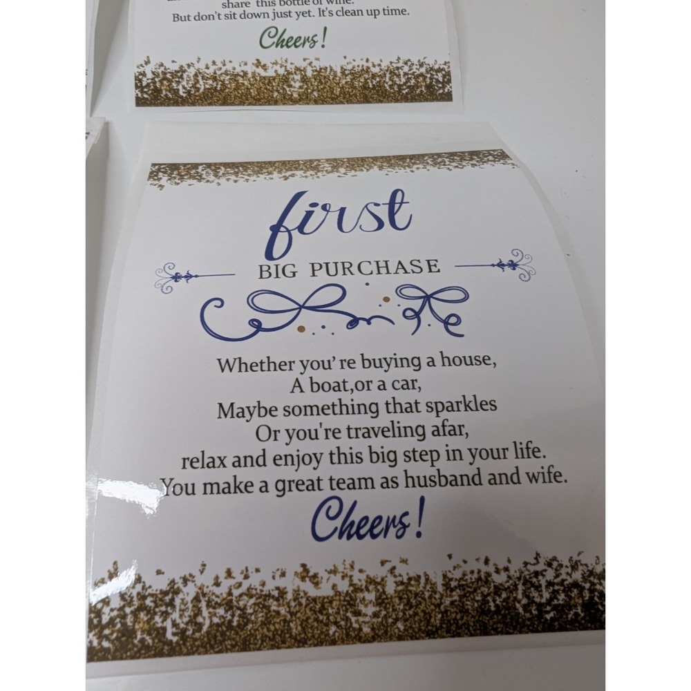 Wedding Firsts Wine Bottle Labels Set of 8 Bridal Shower Newlywed Gift Anniversa